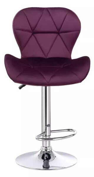 LuxuryForm DESIGN Barová židle LIVIO VELUR na stříbrné kulaté podstavě - fuchsie