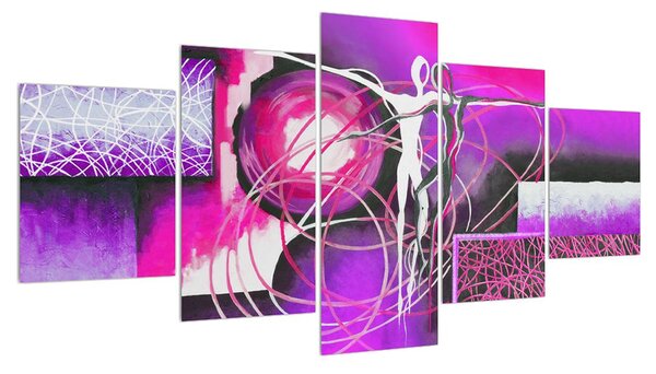 Abstraktní obraz fialových tanečníků (150x80 cm)
