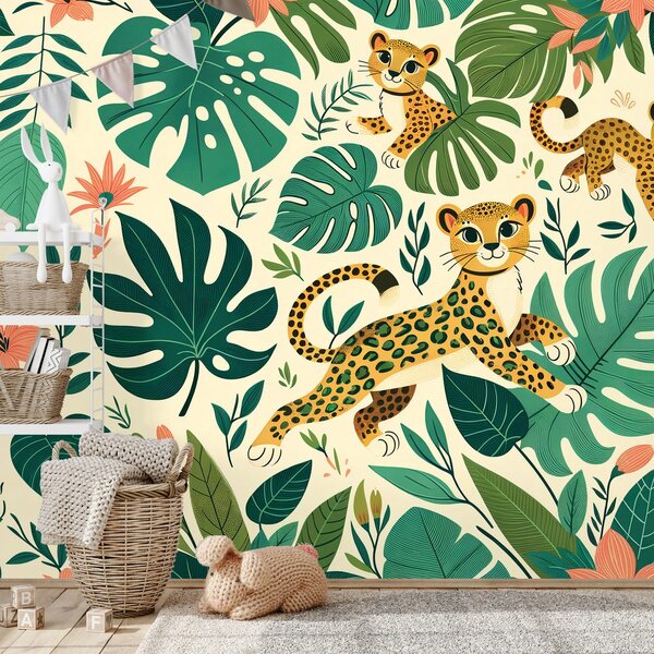 Tapeta roztomilé leopardí mláďata v džungli