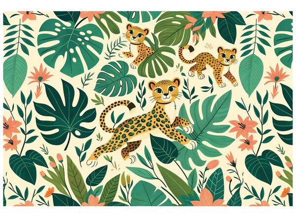 Tapeta roztomilé leopardí mláďata v džungli