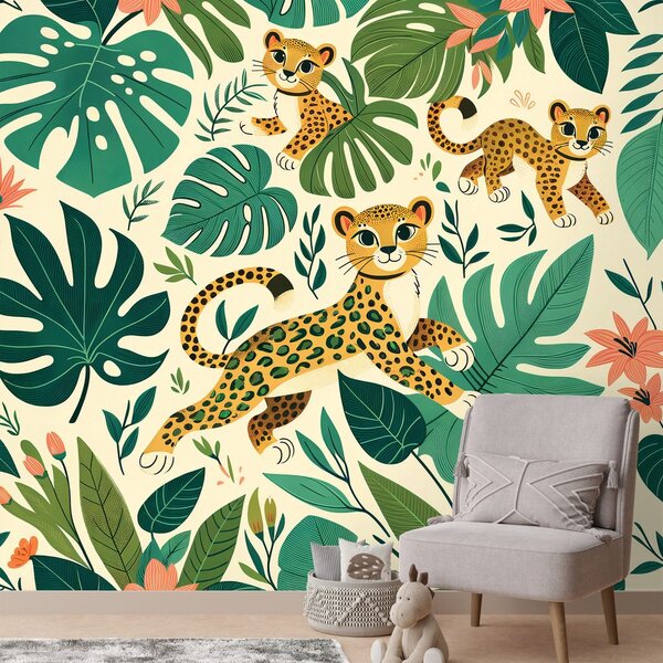 Tapeta roztomilé leopardí mláďata v džungli