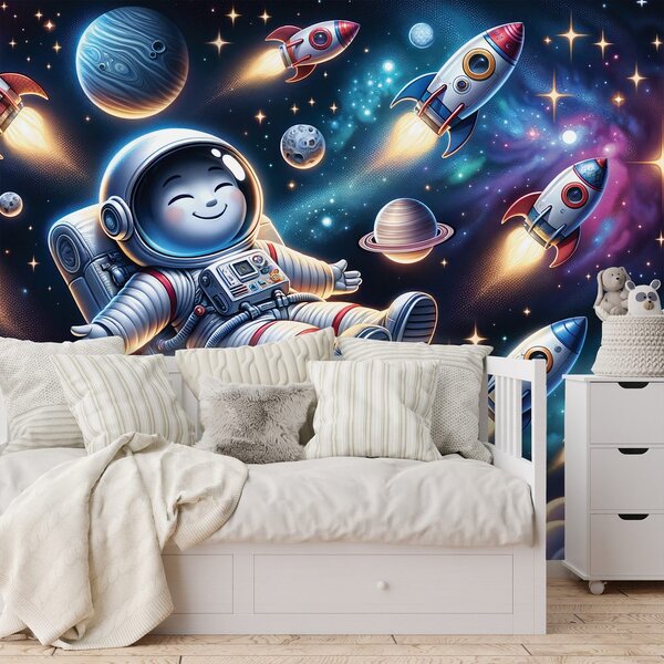 Fototapeta veselý astronaut mezi raketami