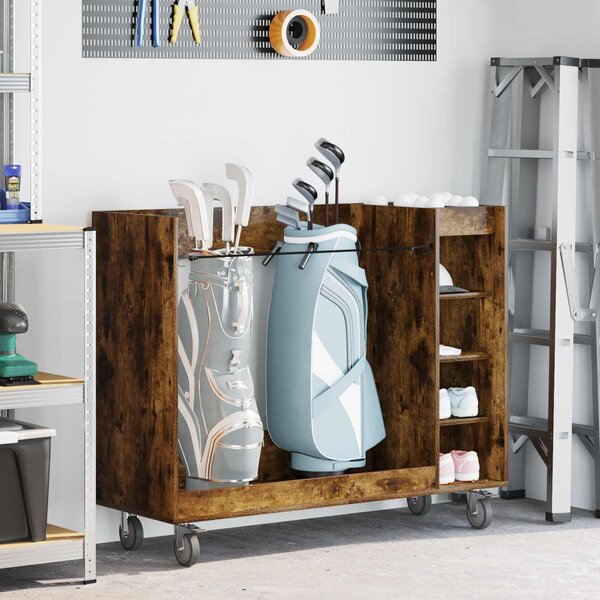 Golfová skříň s kolem Jednobarevný Kouřový dub 120 x 45 x 98 cm