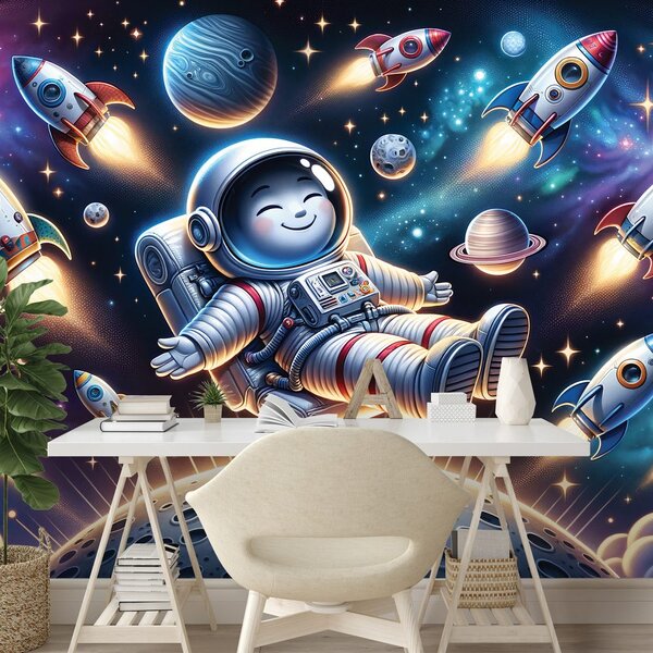 Fototapeta veselý astronaut mezi raketami