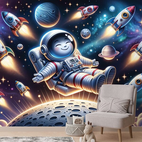 Fototapeta veselý astronaut mezi raketami