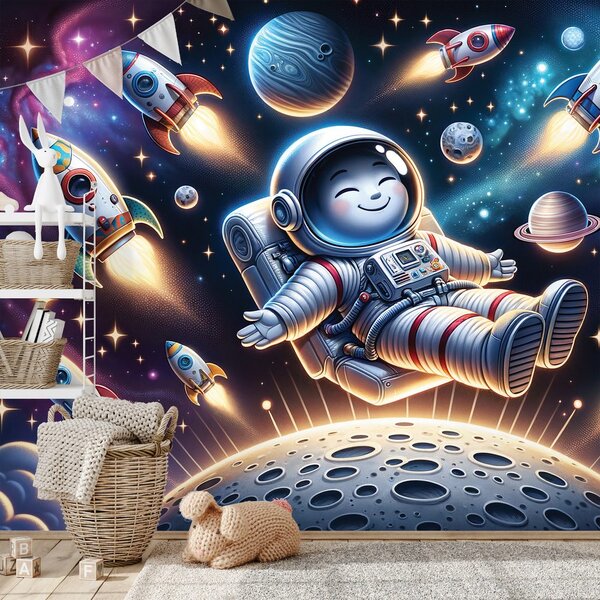 Fototapeta veselý astronaut mezi raketami