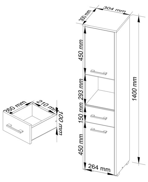 Ak furniture Koupelnová skříňka Fin II 30 cm bílá