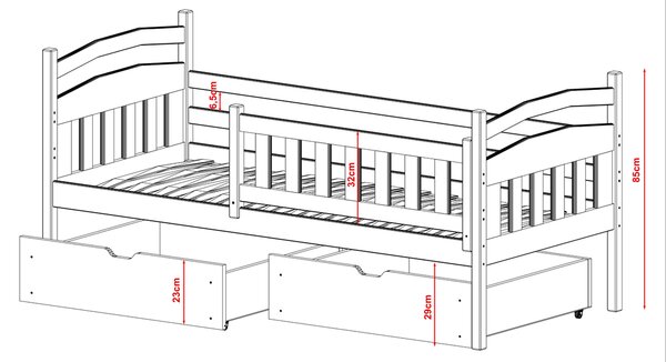 Lano Furniture Dětská postel Terezka šedá Rozměr (cm): 80x160