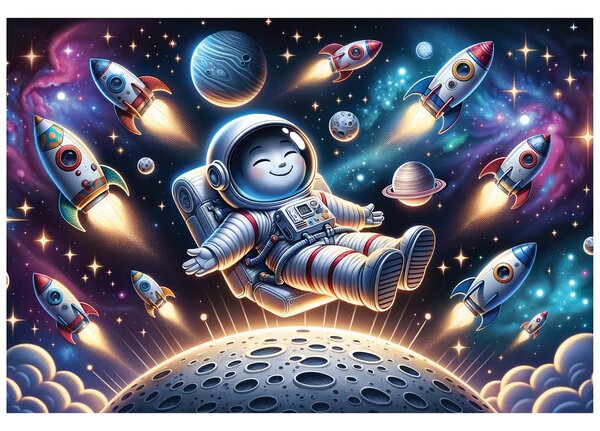 Fototapeta veselý astronaut mezi raketami