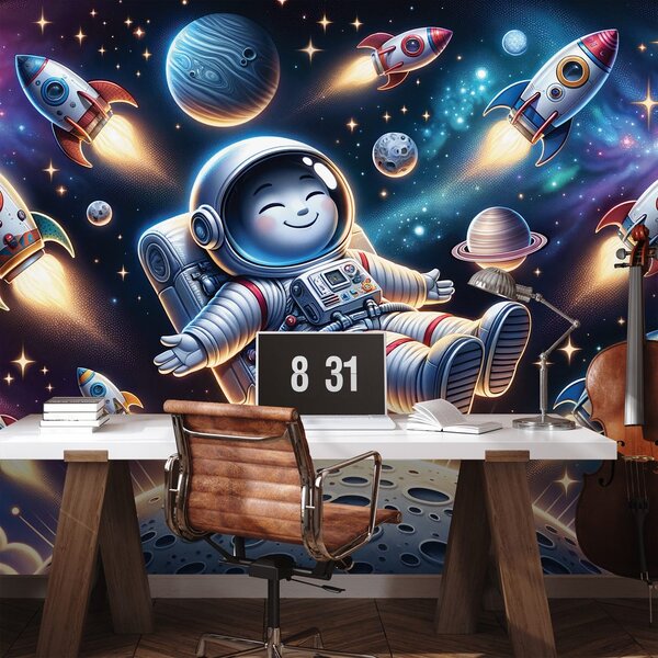 Fototapeta veselý astronaut mezi raketami