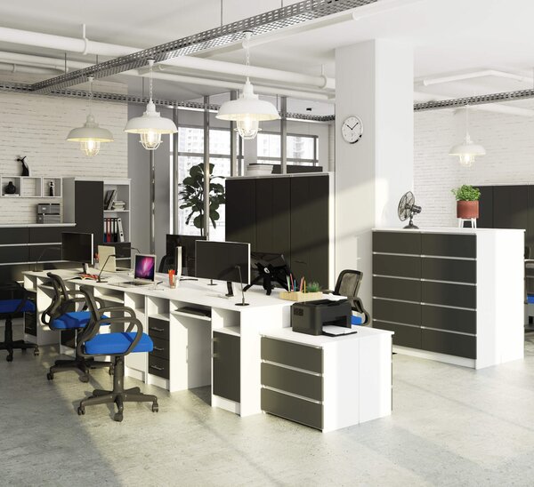 Ak furniture Volně stojící psací stůl Ana 124 cm bílý/grafitově šedý