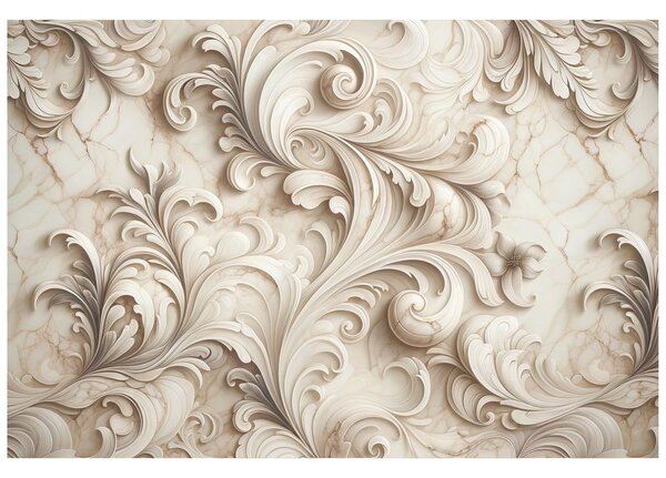 Tapeta elegantní béžové ornamenty na mramoru