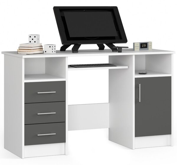 Ak furniture Volně stojící psací stůl Ana 124 cm bílý/grafitově šedý
