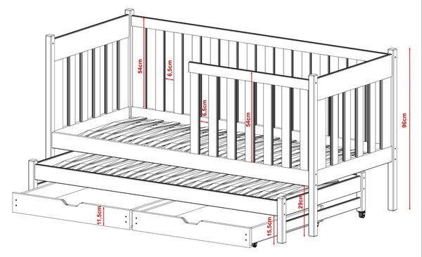 Legno Dětská rozkládací postel Karla šedá Rozměr (cm): 80x160