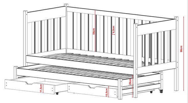 Legno Dětská rozkládací postel Karla šedá Rozměr (cm): 80x160