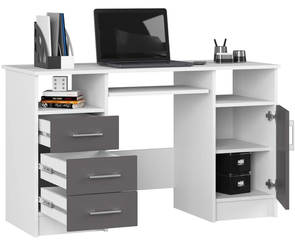 Ak furniture Volně stojící psací stůl Ana 124 cm bílý/grafitově šedý