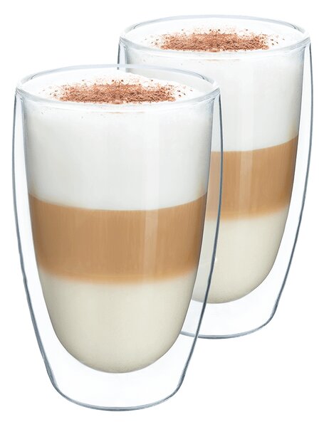 KONDELA Termo sklenice, set 2 ks, na latte, 450 ml, HOTCOOL TYP 2