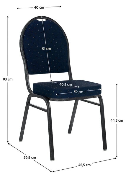 KONDELA Židle, stohovatelná, látka modrá/šedý rám, JEFF 3 NEW