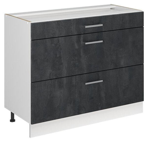Spodní skříňka kuchyňské linky Vicco R-Line Černý beton/Bílá 100 cm bez pracovní desky, Model 71523