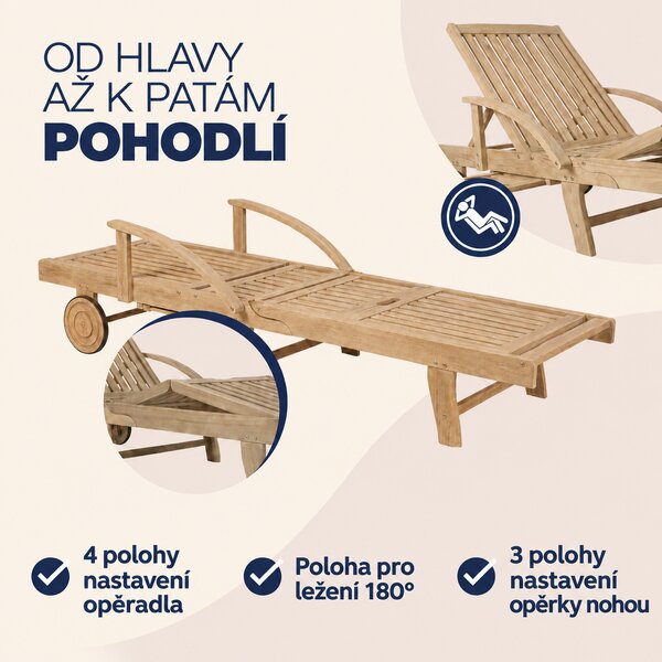 Deuba Zahradní lehátko Sun - polohovací