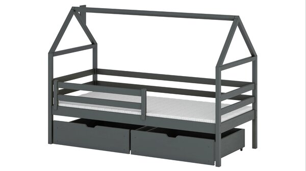 Lano Furniture Dětská postel ve tvaru domku Arnie grafit Rozměr (cm): 80x160