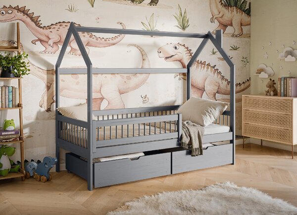 Lano Furniture Dětská postel ve tvaru domku Rakos šedá Rozměr (cm): 80x160