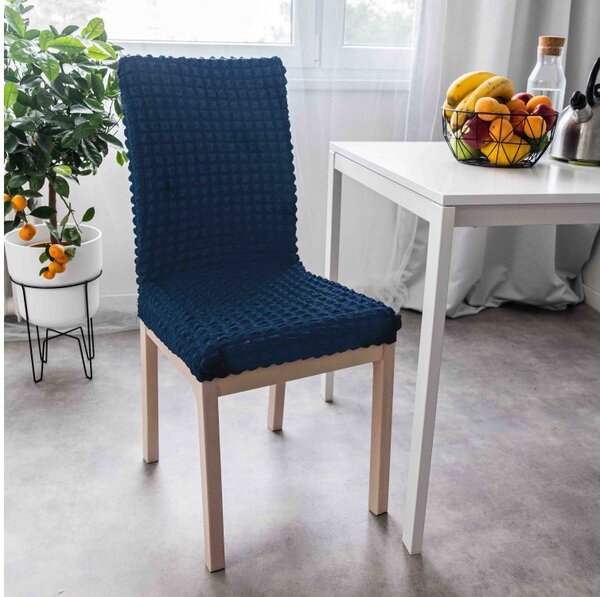 M&K Napínací potah na židli MARCO - modrý, 2 ks Sedadlo 44 × 44 cm Opěradlo 44 × 65 cm