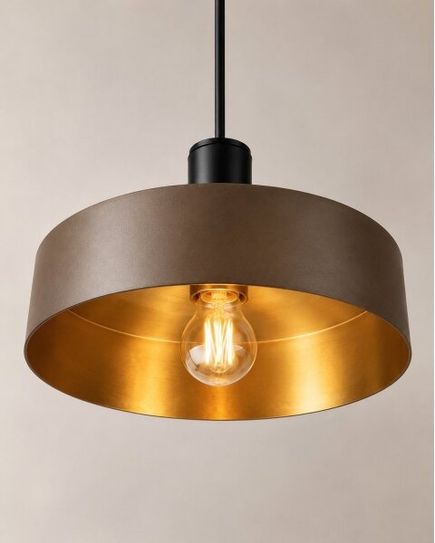 Lustr na lanku HAKI 1xE27/60W/230V hnědá/černá