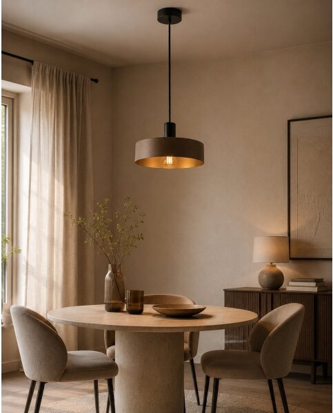 Lustr na lanku HAKI 1xE27/60W/230V hnědá/černá