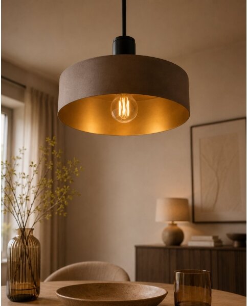 Lustr na lanku HAKI 1xE27/60W/230V hnědá/černá