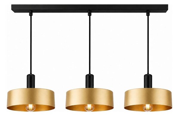 Lustr na lanku HAKI 3xE27/60W/230V zlatá/černá