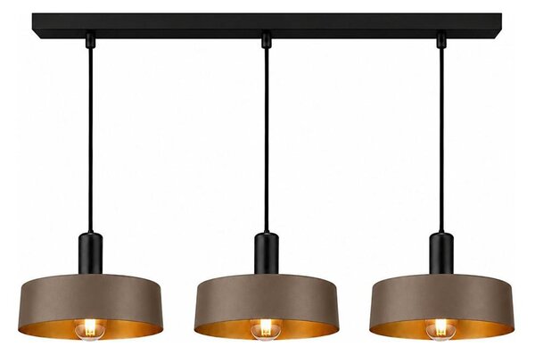 Lustr na lanku HAKI 3xE27/60W/230V hnědá/černá