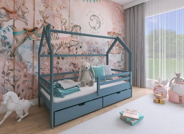 Lano Furniture Dětská postel ve tvaru domku Lilly šedá Rozměr (cm): 80x160