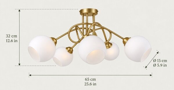 Přísazený lustr BAROC 5xE14/40W/230V zlatá