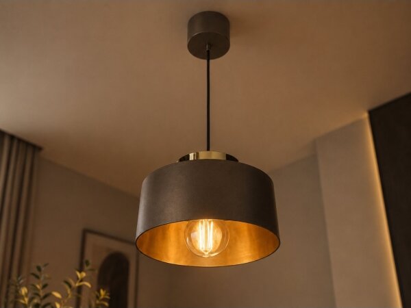 Lustr na lanku IGNIA 1xE27/60W/230V hnědá/zlatá