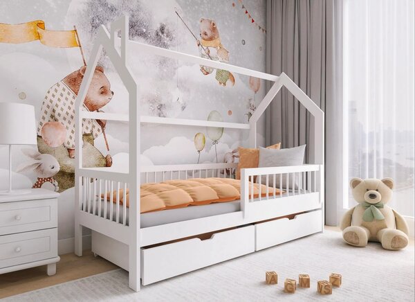 Lano Furniture Dětská postel ve tvaru domku Rakos bílá Rozměr (cm): 80x160
