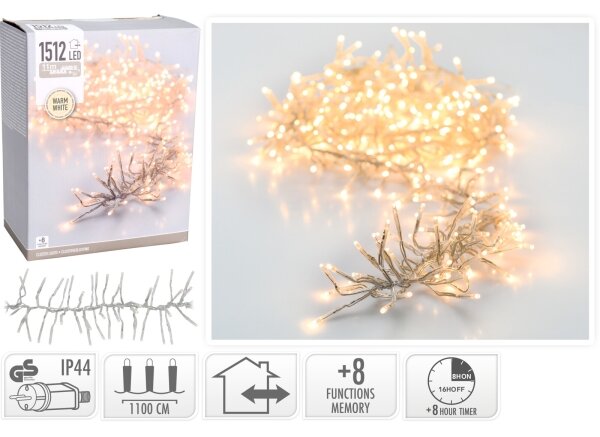 LED Venkovní vánoční řetěz 1512xLED/230V/8 funkcí 14 m IP44 teplá bílá