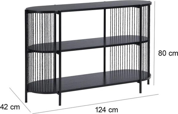 HowHomely | Komoda - Příborník - černá - 124x42x80 cm - Loft style - Příborník