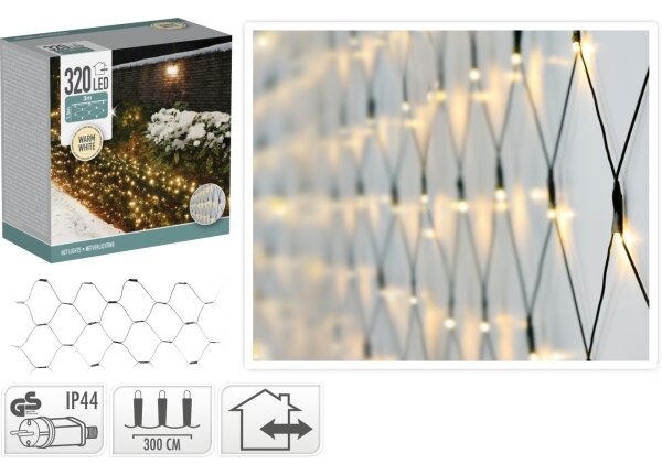 LED Venkovní vánoční závěs 320xLED/230V 3x1,5 m IP44 teplá bílá