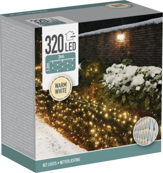 LED Venkovní vánoční závěs 320xLED/230V 3x1,5 m IP44 teplá bílá
