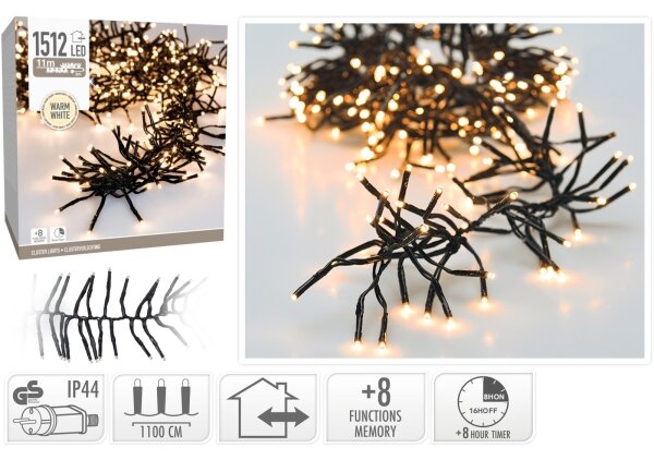 LED Venkovní vánoční řetěz 1512xLED/230V/8 funkcí 14 m IP44 teplá bílá