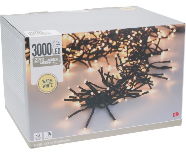 LED Venkovní vánoční řetěz 3000xLED/230V/8 funkcí 24,8 m IP44 teplá bílá