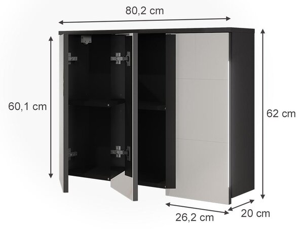 Koupelnová zrcadlová skříňka Vicco Ruben Antracit 80.2 x 62 cm, Model 62909