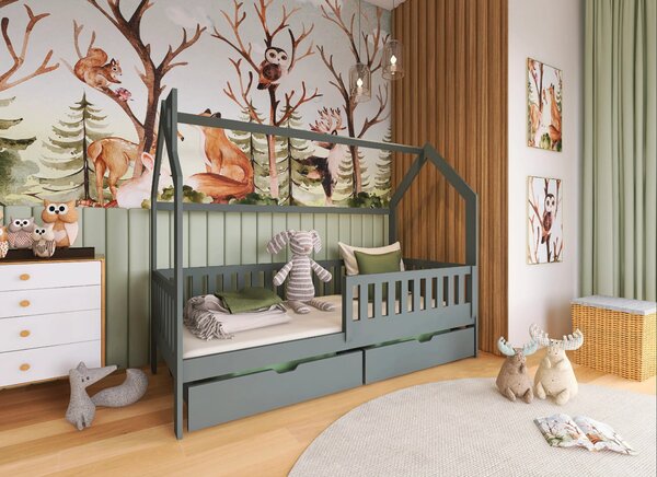 Legno Dětská postel ve tvaru domku Natka grafit Rozměr (cm): 80x180