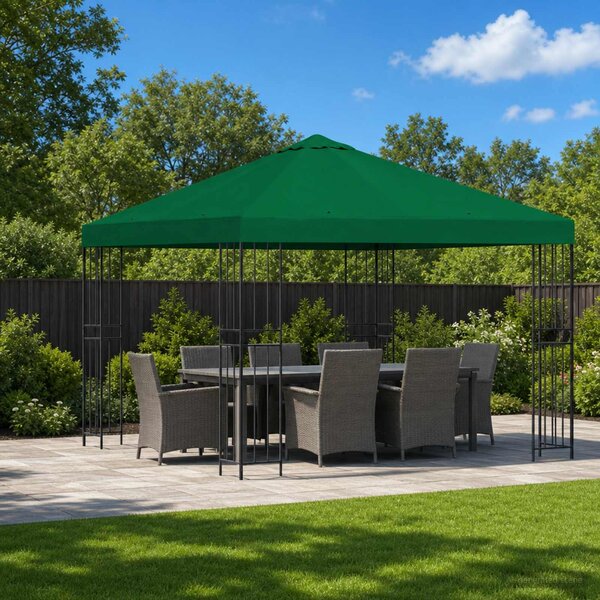 Altán 3 x 3 m Zelená Polyester a ocel 190 gsm