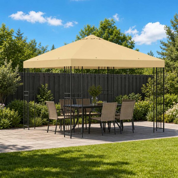 Altán 3 x 3 m Krémová Polyester a ocel 190 gsm