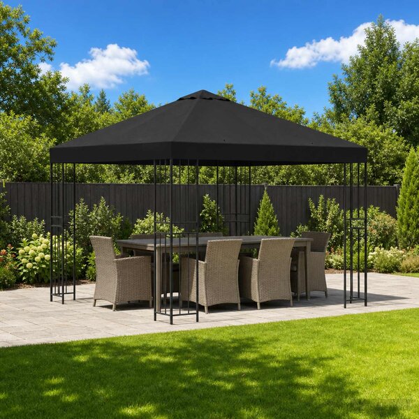 Altán 3 x 3 m Černá Polyester a ocel 190 gsm