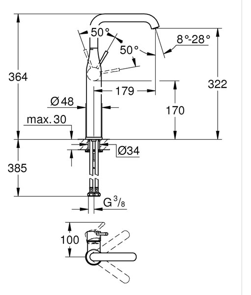 Grohe Essence New umyvadlová baterie stojící s termostatem černá 329012431