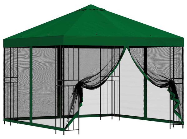 Zahradní altán se stěnami 3 x 3 m Zelená Polyester a ocel