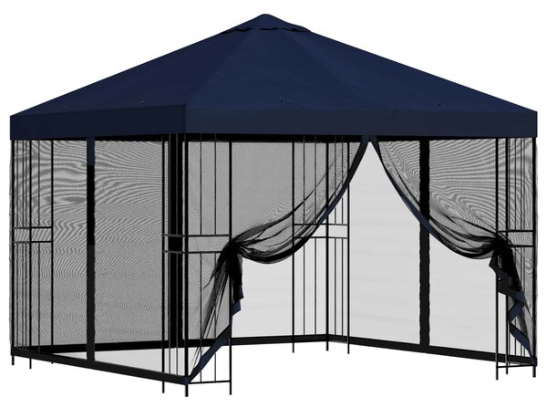 Zahradní altán se stěnami 3 x 3 m Modrá Polyester a ocel